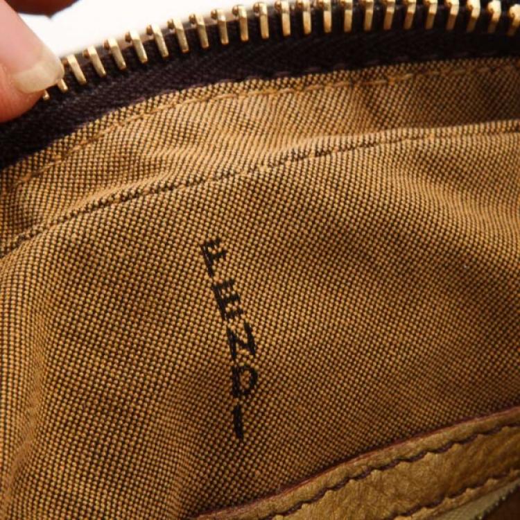 Pre Owned Fendi Zucca Chef Hobo with Metallic Leather Trim