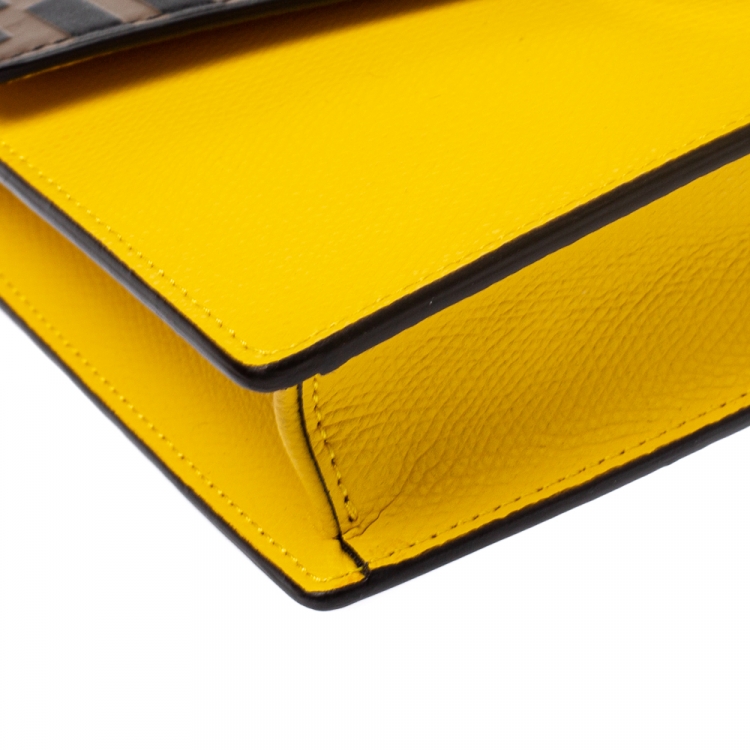Pre Owned Fendi Multicolor Zucca Leather FF Wallet on Chain