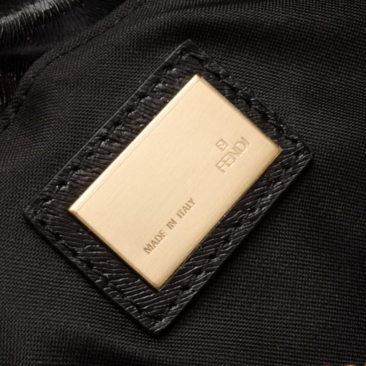 Pre Owned Fendi Black Leather Logo Pochette Bag 