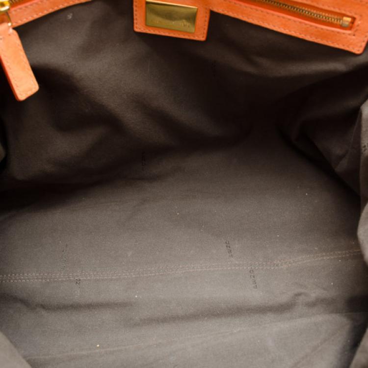 Pre Owned Fendi Red Trim Studded Zucca Du Jour Handbag