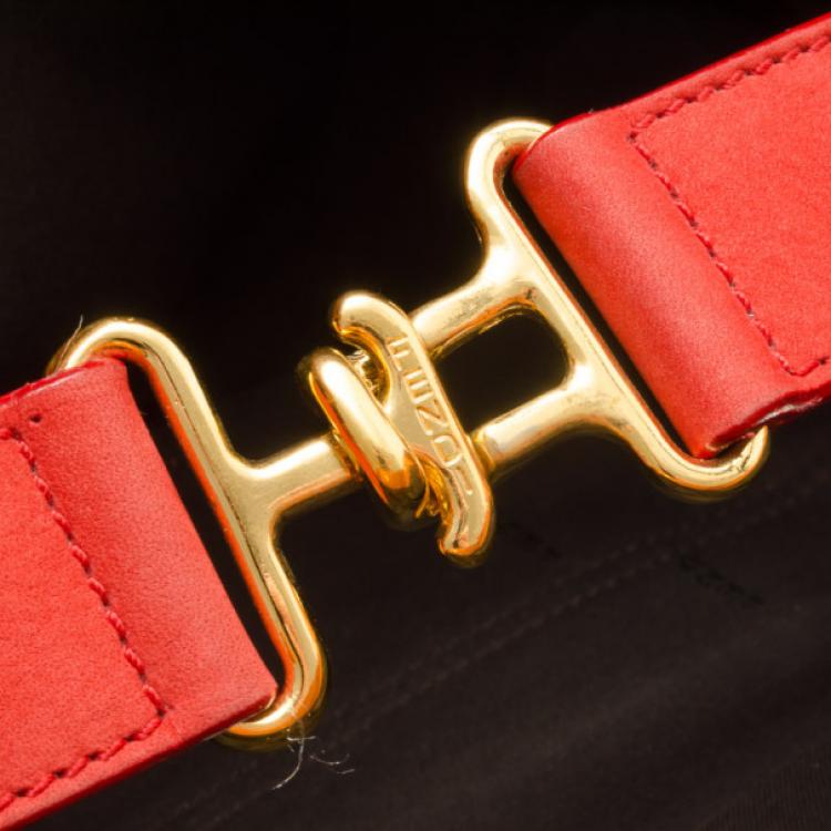 Pre Owned Fendi Red Trim Studded Zucca Du Jour Handbag