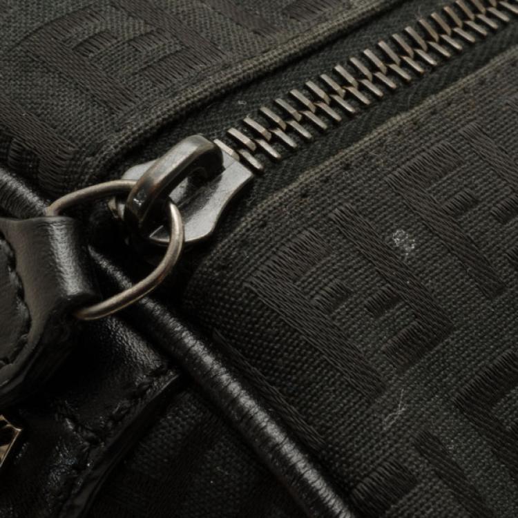 Pre Owned Fendi Black Zucchino Spalmati Boston Satchel