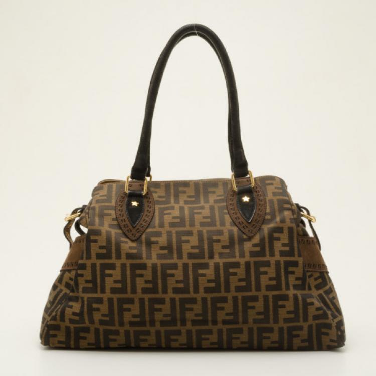 Pre Owned Fendi Studded Zucca Du Jour Handbag