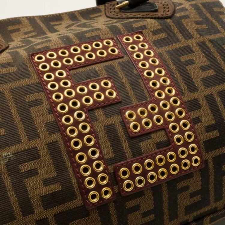 Pre Owned Fendi Studded Zucca Du Jour Handbag