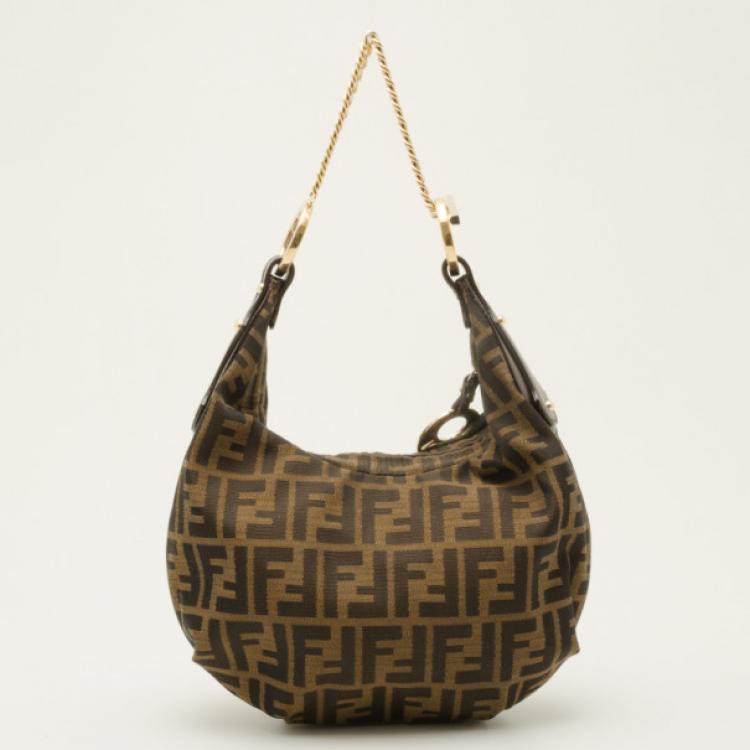Pre Owned Fendi Zucca Chef Chain Hobo Bag 