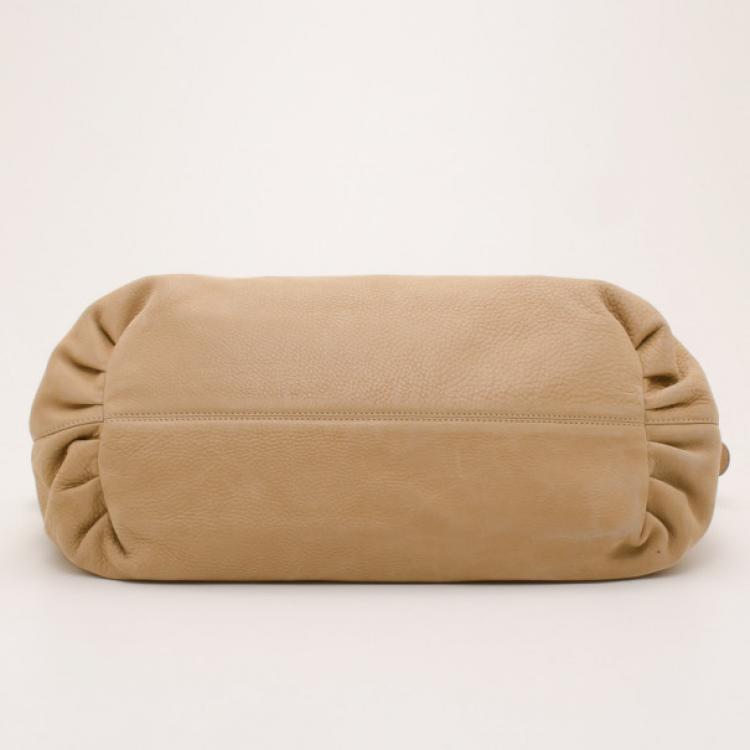 Pre Owned Fendi Tan Leather Logo Tote