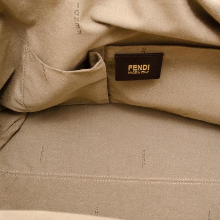 Pre Owned Fendi Tan Leather Logo Tote