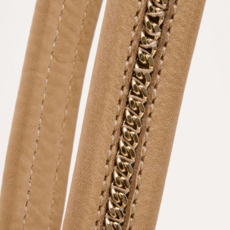 Pre Owned Fendi Tan Leather Logo Tote