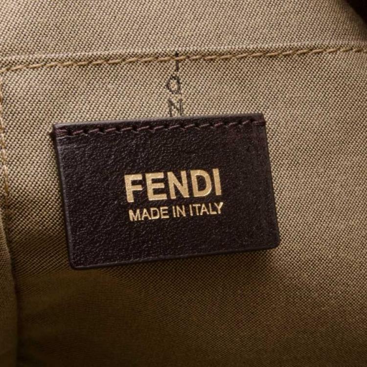 Pre Owned Fendi Tan Leather Logo Tote