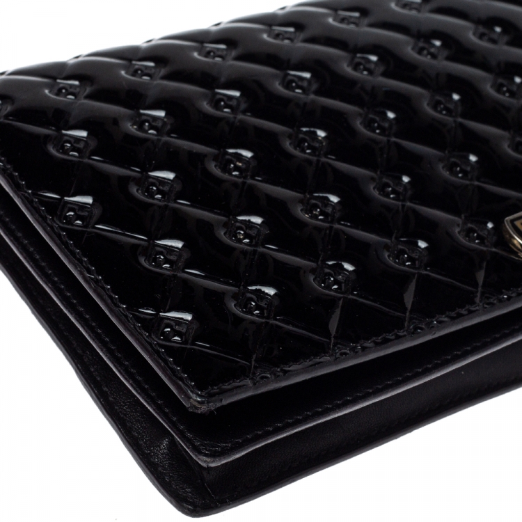 Pre Owned Fendi Black Patent Leather Fendilicious Wallet on Chain