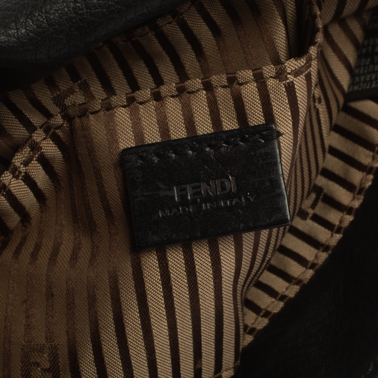 Pre Owned Fendi Black Leather Mini Mia Crossbody Bag