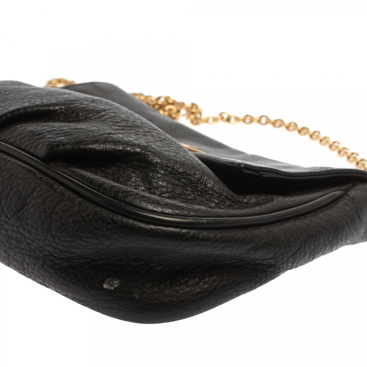 Pre Owned Fendi Black Leather Mini Mia Crossbody Bag
