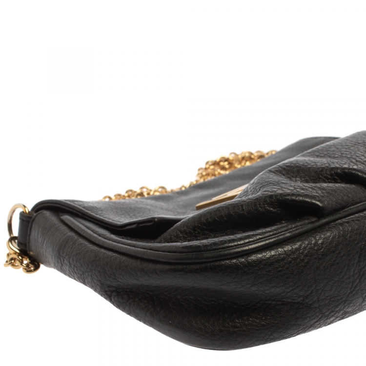 Pre Owned Fendi Black Leather Mini Mia Crossbody Bag