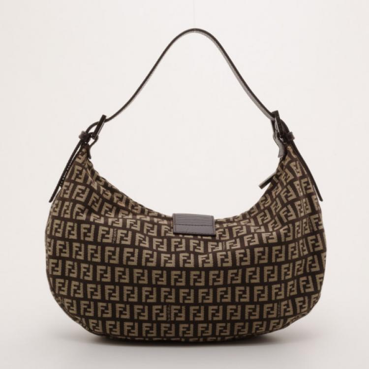 Pre Owned Fendi Zucchino Monogram Hobo Bag