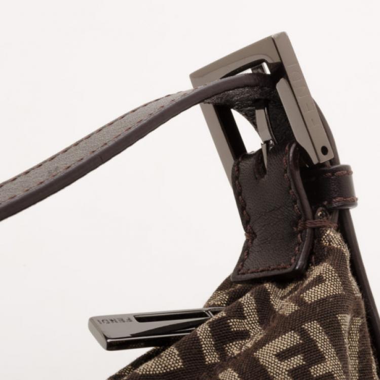 Pre Owned Fendi Zucchino Monogram Hobo Bag
