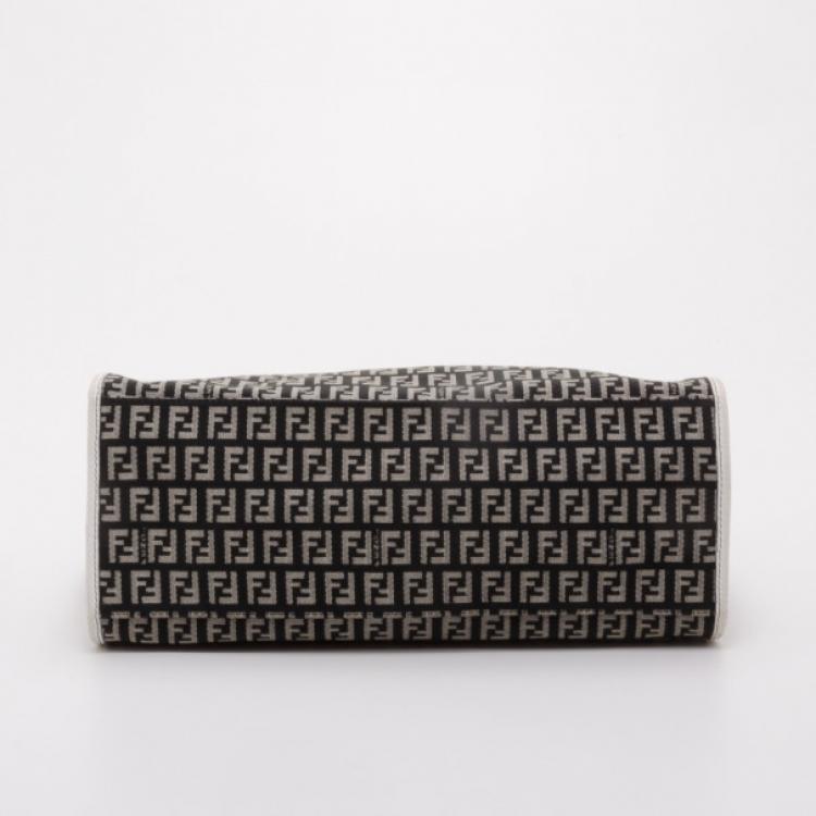 Pre Owned Fendi Black and White Zucchino Shopping Tote