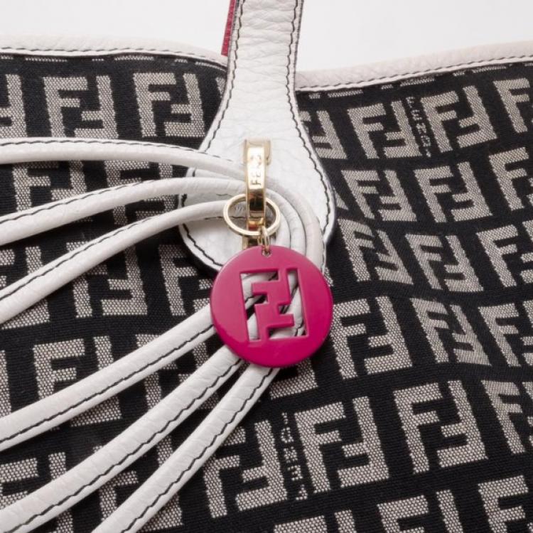 Pre Owned Fendi Black and White Zucchino Shopping Tote