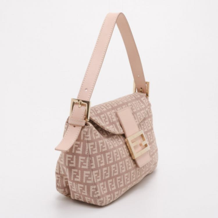 Pre Owned Fendi Light Pink Zucchino Monogram Baguette