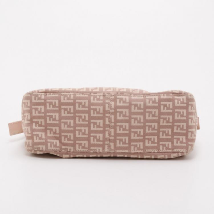 Pre Owned Fendi Light Pink Zucchino Monogram Baguette