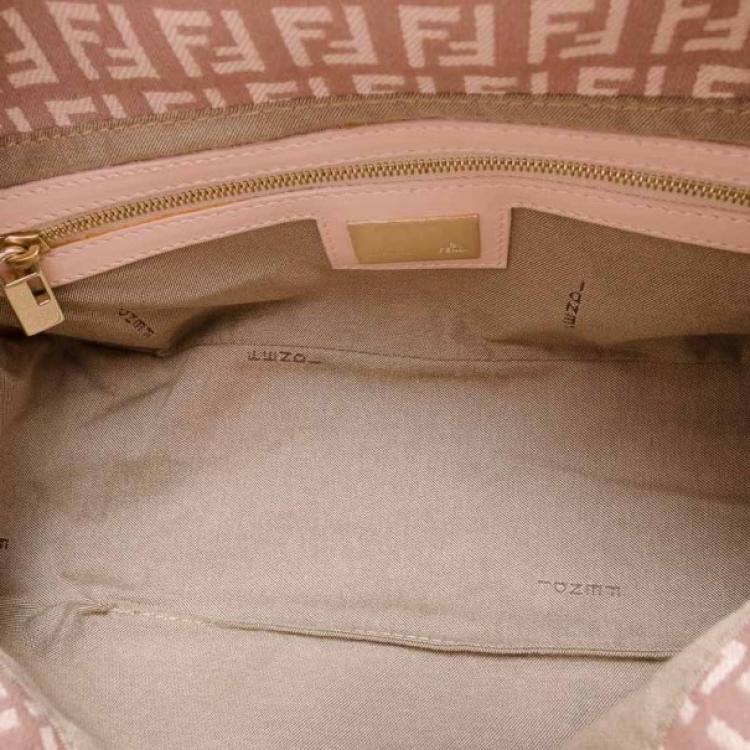 Pre Owned Fendi Light Pink Zucchino Monogram Baguette