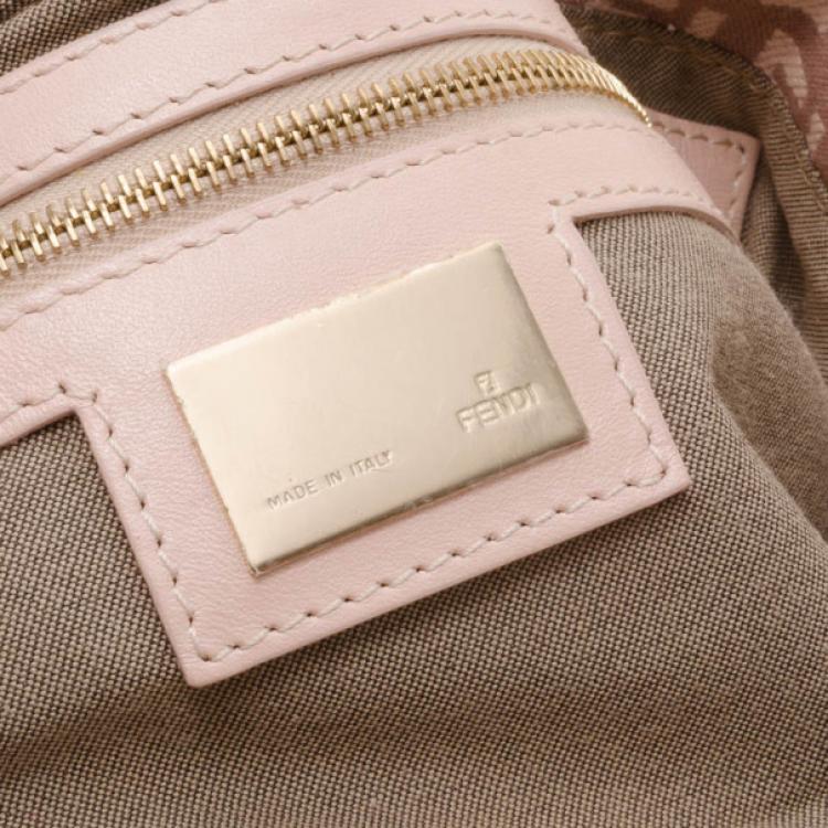 Pre Owned Fendi Light Pink Zucchino Monogram Baguette