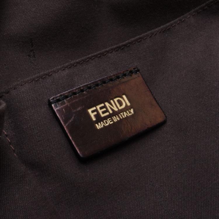 Pre Owned Fendi Blue Leather Zip Front Pocket Satchel