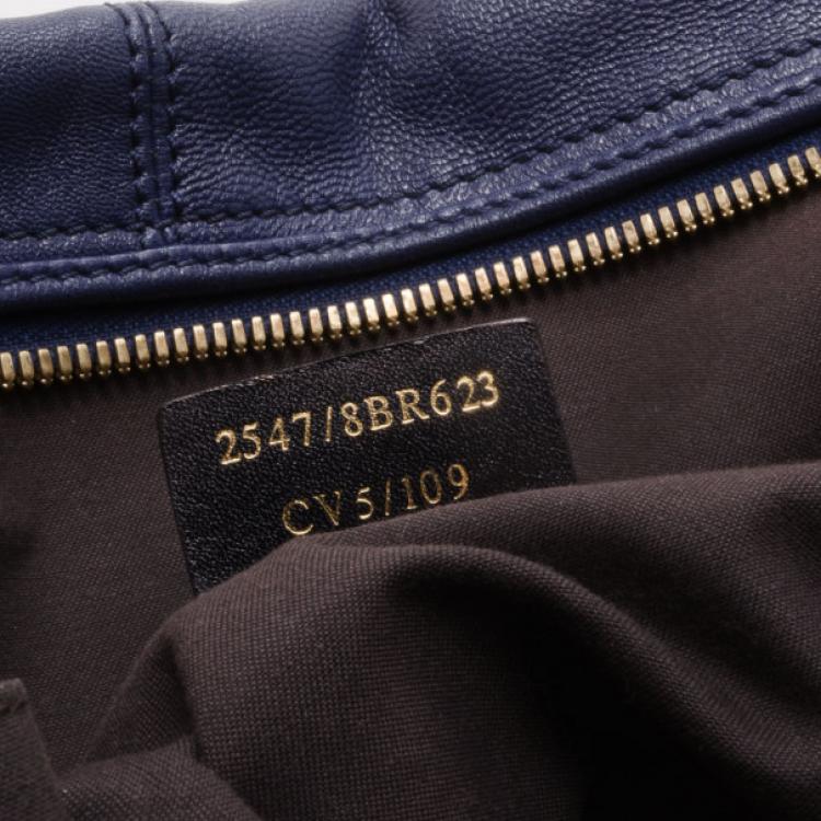 Pre Owned Fendi Blue Leather Zip Front Pocket Satchel