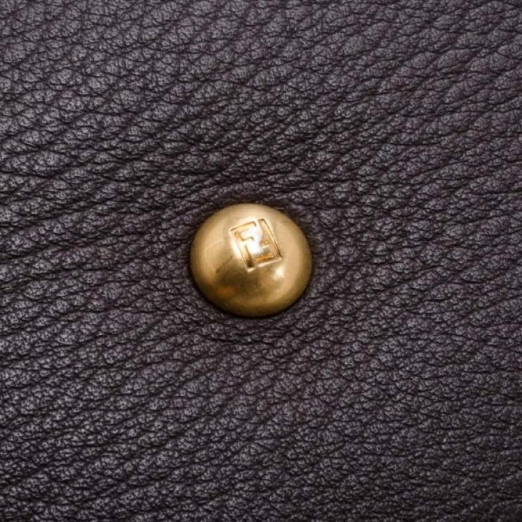 Pre Owned Fendi Brown Leather Selleria Framed Satchel Handbag