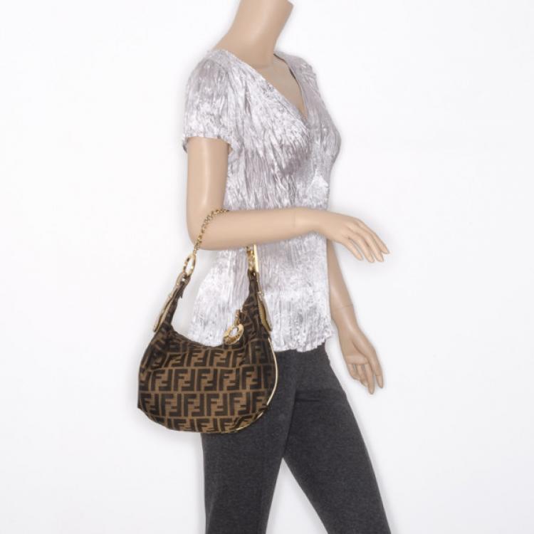 Pre Owned Fendi Zucca Chef Chain Link Hobo