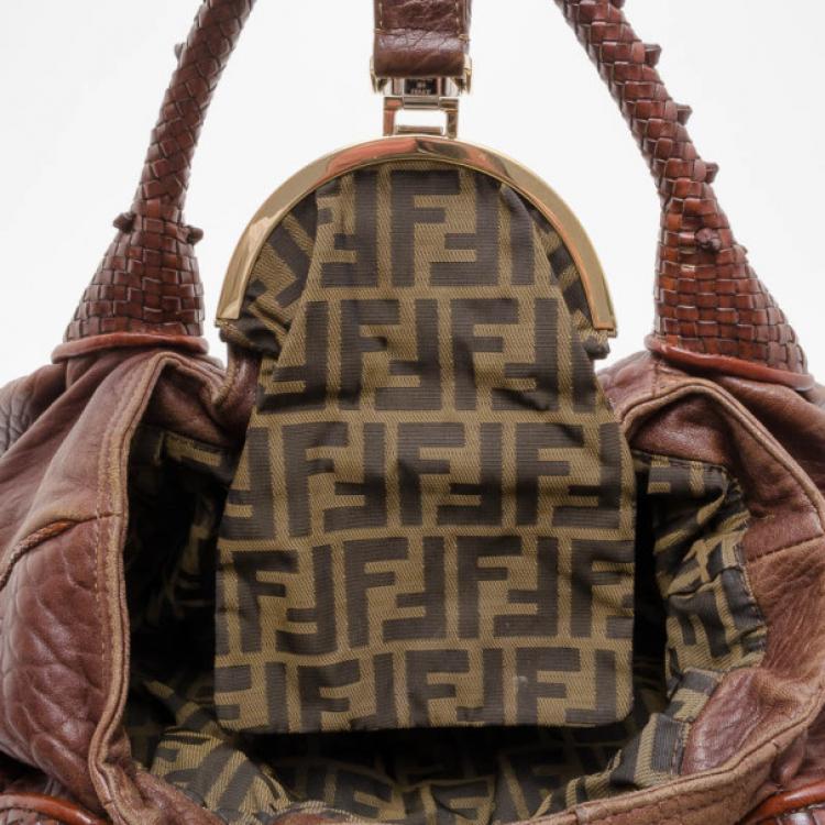 Pre Owned Fendi Cognac Nappa Leather Spy Handbag 