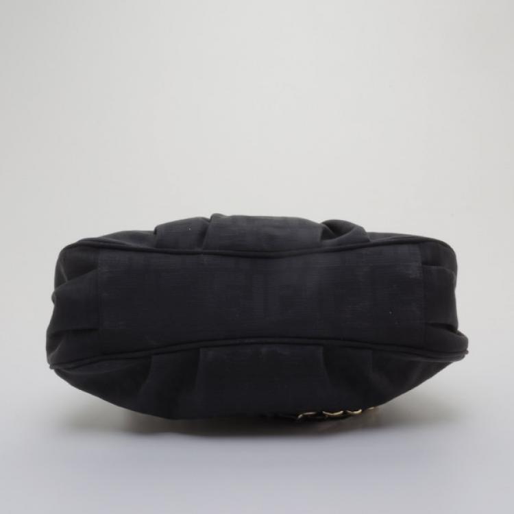 Pre Owned Fendi Black Mia Zucca Small Tote