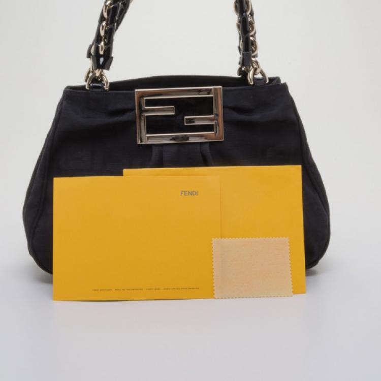 Pre Owned Fendi Black Mia Zucca Small Tote