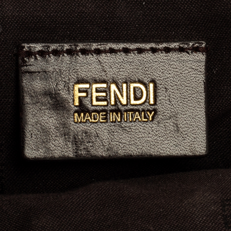 Pre Owned Fendi Tobacco Zucca Canvas and Leather Maxi Baguette Flap Shoulder Bag