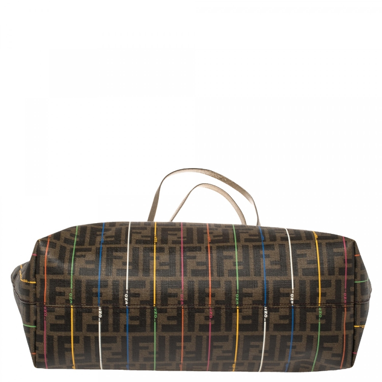 Pre Owned Fendi Tobacco Zucca Coated Canvas Spalmati Roll Shopper Tote