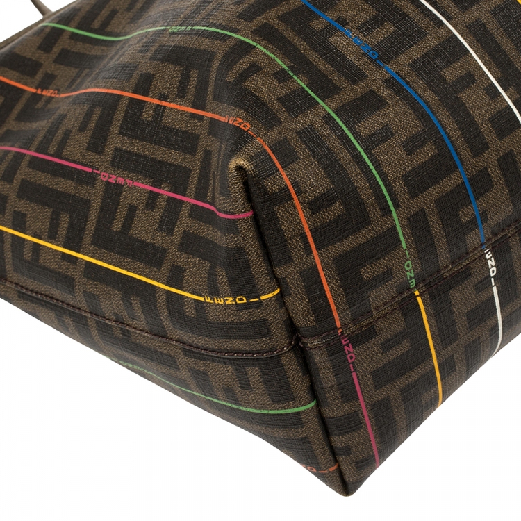 Pre Owned Fendi Tobacco Zucca Coated Canvas Spalmati Roll Shopper Tote