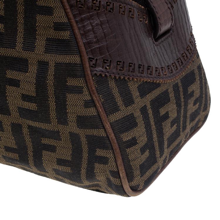 Pre Owned Fendi Brown Canvas Small Zucca Chef De Jour Bag