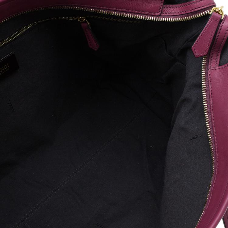 Pre Owned Fendi Tobacco Canvas Pequin Stripe Roll Tote
