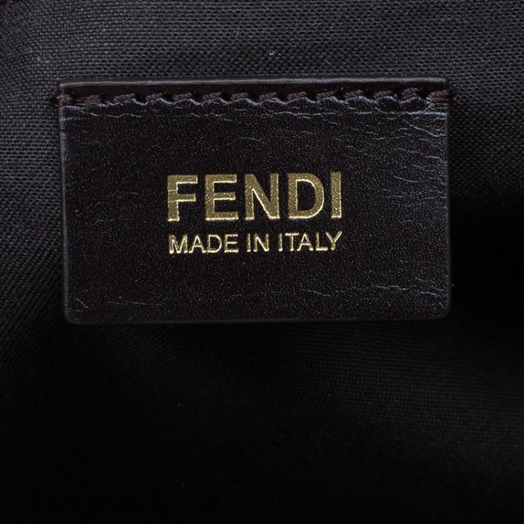 Pre Owned Fendi Tobacco Canvas Pequin Stripe Roll Tote