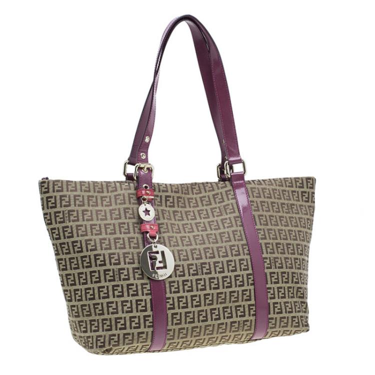 Pre Owned Fendi Beige Zucchino Canvas Superstar Shopping Tote