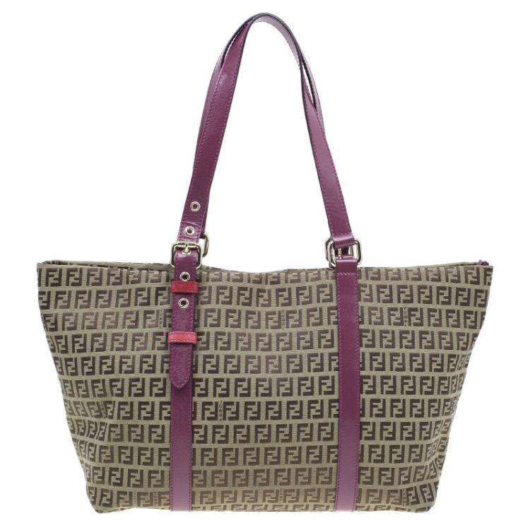 Pre Owned Fendi Beige Zucchino Canvas Superstar Shopping Tote