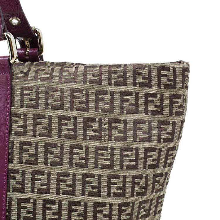 Pre Owned Fendi Beige Zucchino Canvas Superstar Shopping Tote