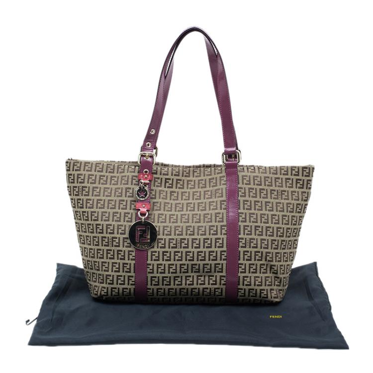Pre Owned Fendi Beige Zucchino Canvas Superstar Shopping Tote