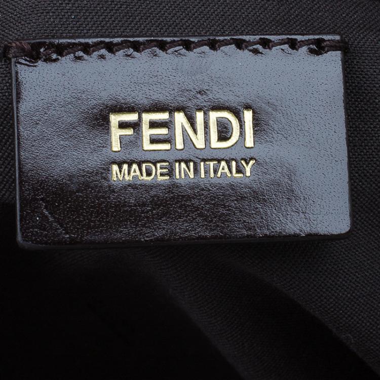 Pre Owned Fendi Brown Pink Zucchino Canvas Top Handle Crossbody Bag