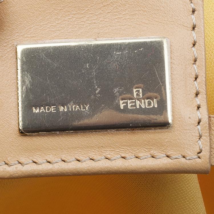 Pre Owned Fendi Pink Gold Zucchino Roll Tote Bag