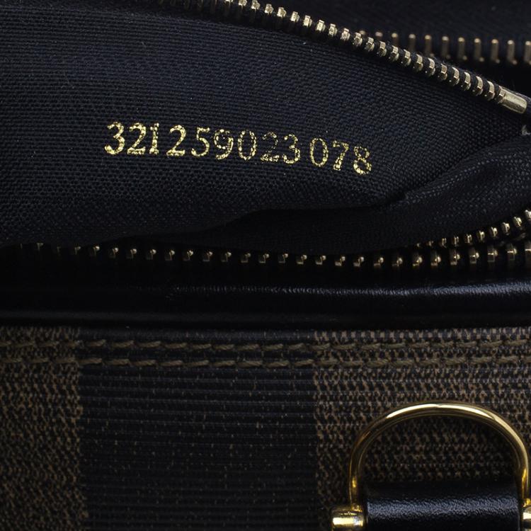 Pre Owned Fendi Black Pequin Tote Boston Bag