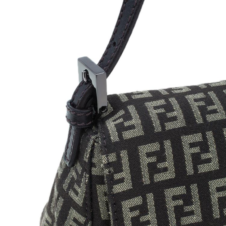 Pre Owned Fendi Brown Zucchino Baguette Mini Mama Bag