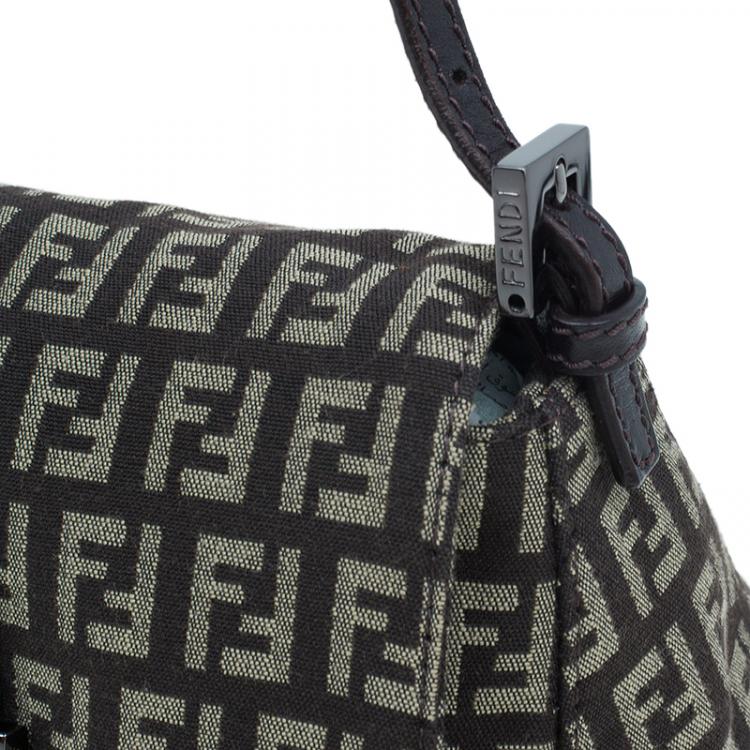 Pre Owned Fendi Brown Zucchino Baguette Mini Mama Bag