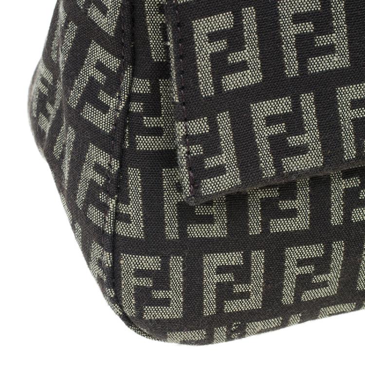 Pre Owned Fendi Brown Zucchino Baguette Mini Mama Bag