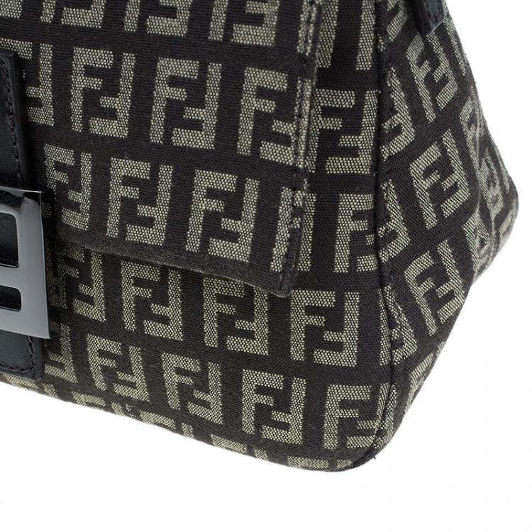 Pre Owned Fendi Brown Zucchino Baguette Mini Mama Bag