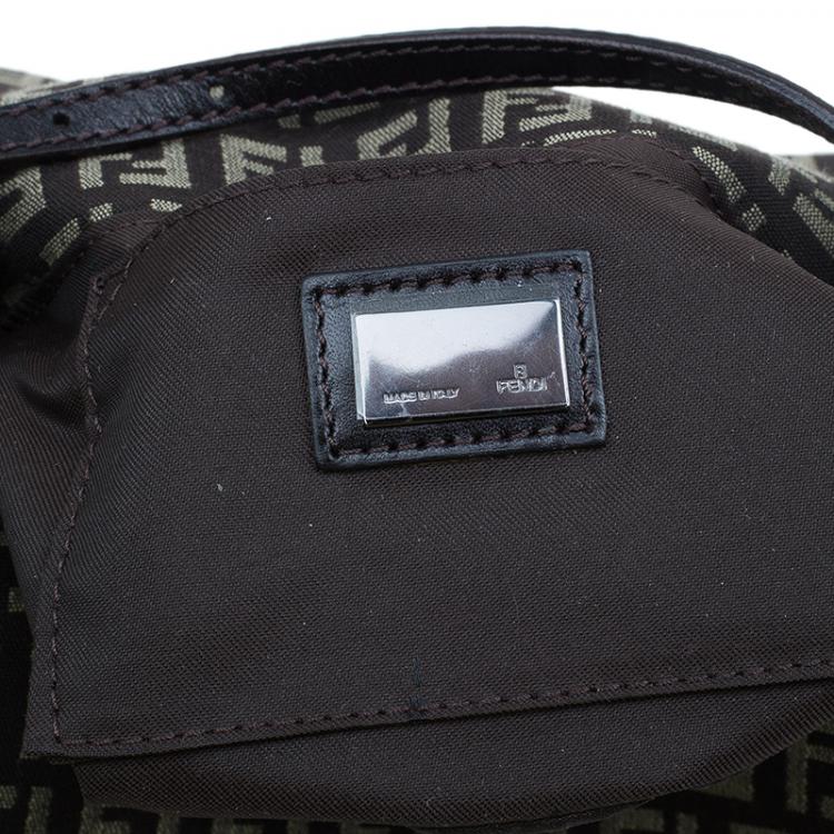 Pre Owned Fendi Brown Zucchino Baguette Mini Mama Bag